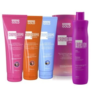 KIT Cronograma Capilar com Shampoo 500ml Fashion Gold